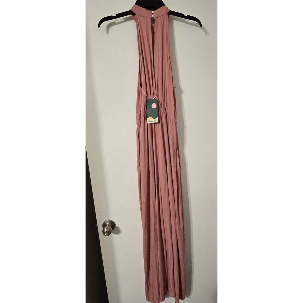 Halara Play It My Way Jumpsuit Dusty Rose Halter Neck Elastic Waist Sz XS NWT